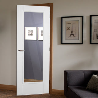 Image: Fire Proof Pattern 10 1 Pane Fire Door - Clear Glass - 1/2 Hour Fire Rated - White Primed