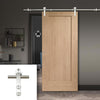 Saturn Tubular Stainless Steel Sliding Track & Pattern 10 Oak 1 Panel Door - Prefinished