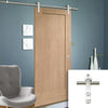 Saturn Tubular Stainless Steel Sliding Track & Pattern 10 Oak 1 Panel Door - Unfinished