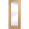 Saturn Tubular Stainless Steel Sliding Track & Pattern 10 Oak Door - Frosted Glass - Unfinished