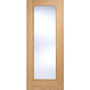 Sirius Tubular Stainless Steel Sliding Track & Pattern 10 Oak Double Door - Frosted Glass - Unfinished