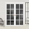 Perth 8 Pane Solid Wood Internal Door Pair UK Made DD6318 - Tinted Glass - Eco-Urban® Cloud White Premium Primed