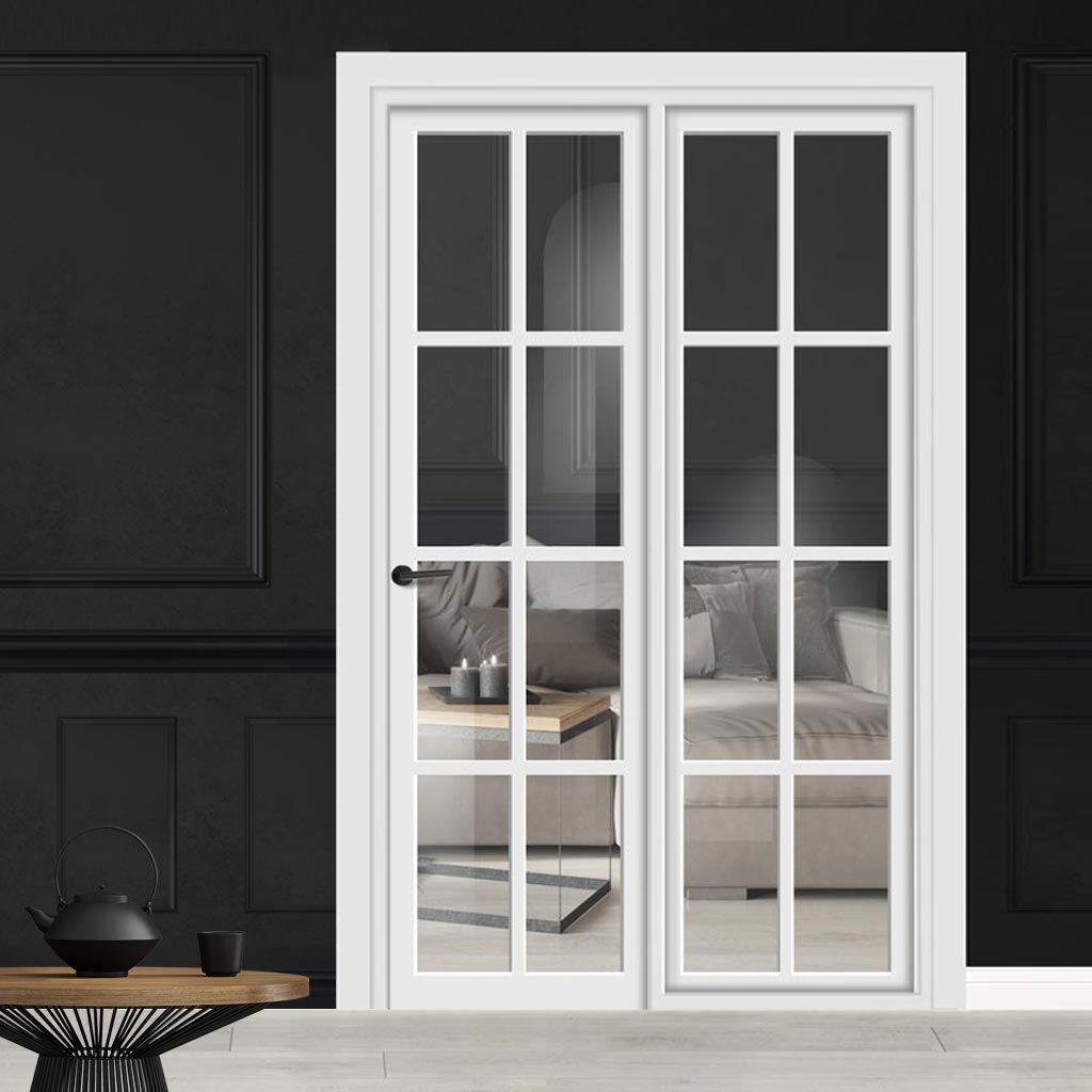 Urban Ultimate® Room Divider Perth 8 Pane Door DD6318C with Matching Side - Clear Glass - Colour & Height Options