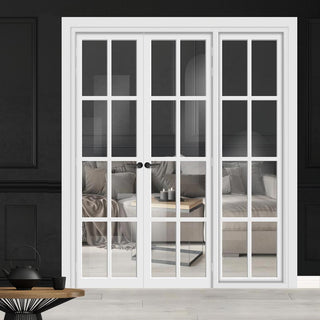 Image: Urban Ultimate® Room Divider Perth 8 Pane Door Pair DD6318C with Matching Side - Clear Glass - Colour & Height Options