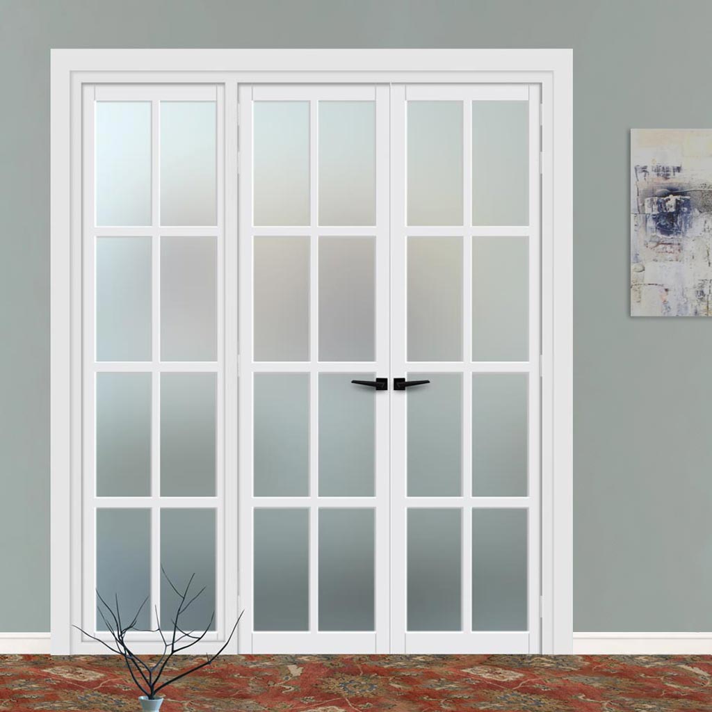 Urban Ultimate® Room Divider Perth 8 Pane Door Pair DD6318F - Frosted Glass with Matching Side - Colour & Size Options