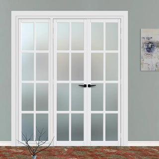 Image: Urban Ultimate® Room Divider Perth 8 Pane Door Pair DD6318F - Frosted Glass with Matching Side - Colour & Size Options