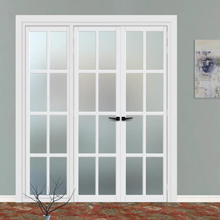 Image: Urban Ultimate® Room Divider Perth 8 Pane Door Pair DD6318F - Frosted Glass with Full Glass Side - Colour & Size Options