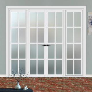 Image: Urban Ultimate® Room Divider Perth 8 Pane Door Pair DD6318F - Frosted Glass with Full Glass Sides - Colour & Size Options
