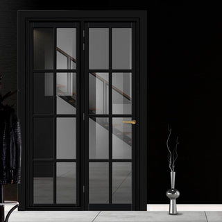 Image: Urban Ultimate® Room Divider Perth 8 Pane Door DD6318T - Tinted Glass with Full Glass Side - Colour & Size Options