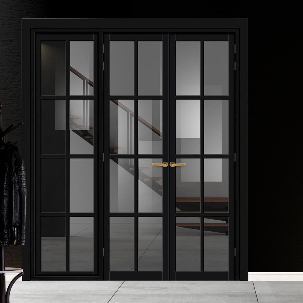 Urban Ultimate® Room Divider Perth 8 Pane Door Pair DD6318T - Tinted Glass with Matching Side - Colour & Size Options