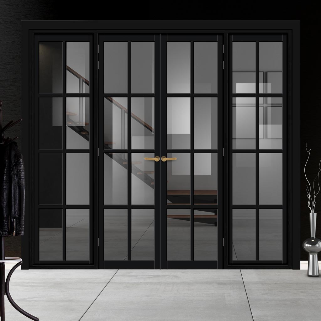 Urban Ultimate® Room Divider Perth 8 Pane Door Pair DD6318T - Tinted Glass with Matching Sides - Colour & Size Options