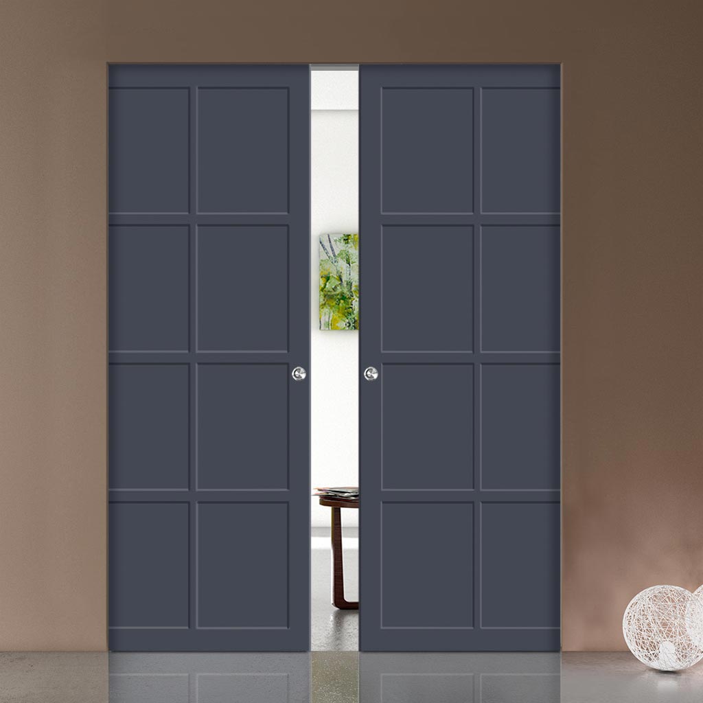 Handmade Eco-Urban Perth 8 Panel Double Absolute Evokit Pocket Door DD6318 - Colour & Size Options