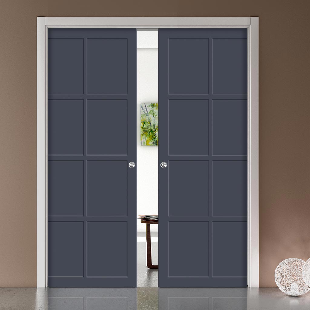 Handmade Eco-Urban® Perth 8 Panel Double Evokit Pocket Door DD6318 - Colour & Size Options