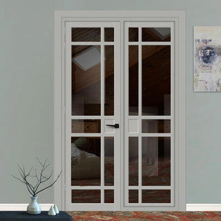 Image: Urban Ultimate® Room Divider Leith 9 Pane Door DD6316T - Tinted Glass with Matching Side - Colour & Size Options