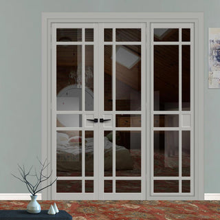Image: Urban Ultimate® Room Divider Leith 9 Pane Door Pair DD6316C with Matching Side - Clear Glass - Colour & Height Options