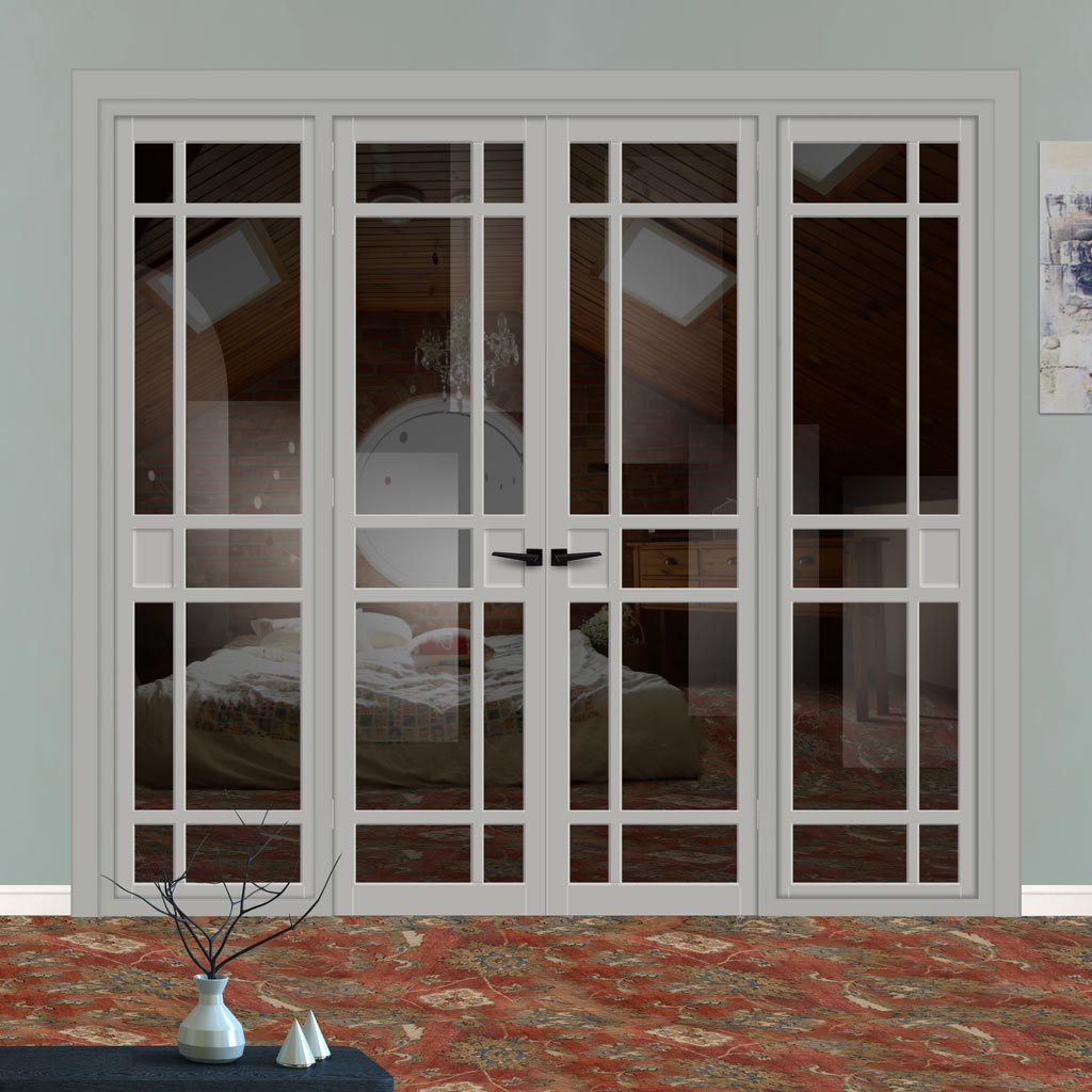 Urban Ultimate® Room Divider Leith 9 Pane Door Pair DD6316T - Tinted Glass with Full Glass Sides - Colour & Size Options