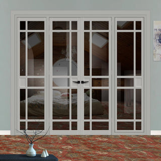 Image: Urban Ultimate® Room Divider Leith 9 Pane Door Pair DD6316T - Tinted Glass with Full Glass Sides - Colour & Size Options