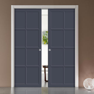 Image: Bespoke Handmade Eco-Urban® Perth 8 Panel Double Evokit Pocket Door DD6318 - Colour Options