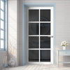 Perth 8 Pane Solid Wood Internal Door UK Made DD6318 - Tinted Glass - Eco-Urban® Cloud White Premium Primed