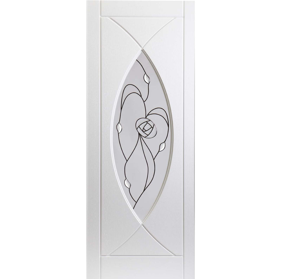 White PVC pisces lightly grained door rose style glass