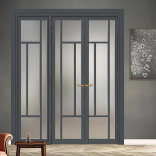 Image: Urban Ultimate® Room Divider Portobello 5 Pane Door Pair DD6438F - Frosted Glass with Full Glass Side - Colour & Size Options