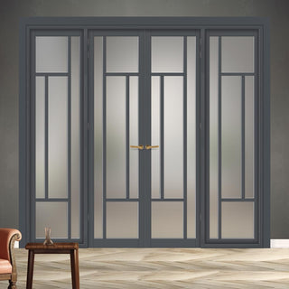 Image: Urban Ultimate® Room Divider Portobello 5 Pane Door Pair DD6438F - Frosted Glass with Matching Sides - Colour & Size Options