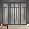 Urban Ultimate® Room Divider Portobello 5 Pane Door Pair DD6438F - Frosted Glass with Full Glass Sides - Colour & Size Options