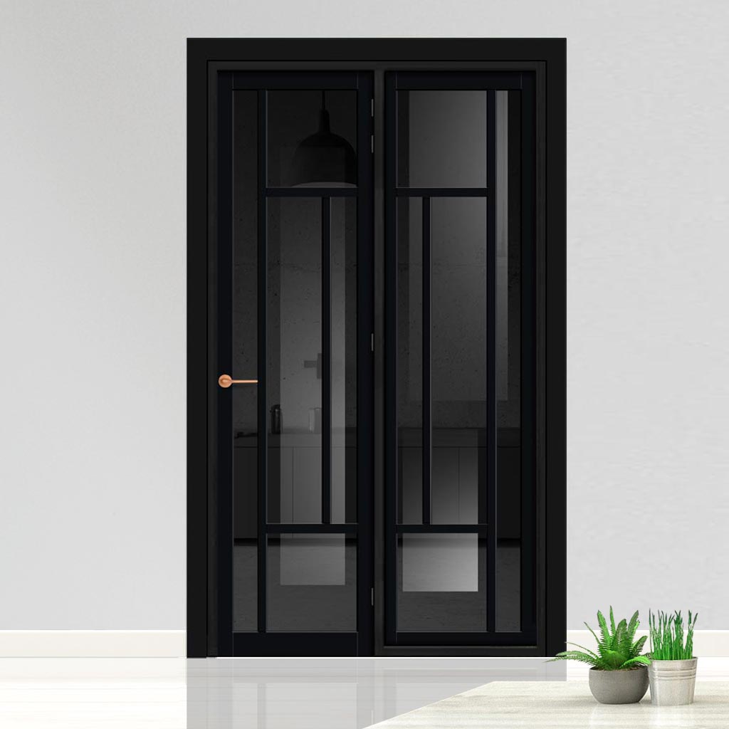 Urban Ultimate® Room Divider Portobello 5 Pane Door DD6438T - Tinted Glass with Matching Side - Colour & Size Options