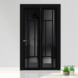 Image: Urban Ultimate® Room Divider Portobello 5 Pane Door DD6438T - Tinted Glass with Matching Side - Colour & Size Options