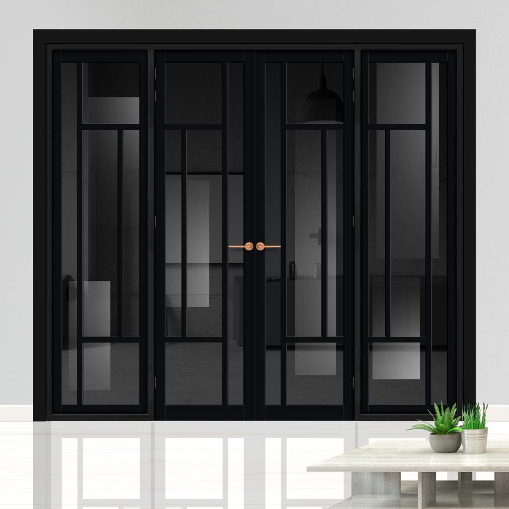 Urban Ultimate® Room Divider Portobello 5 Pane Door Pair DD6438T - Tinted Glass with Matching Sides - Colour & Size Options