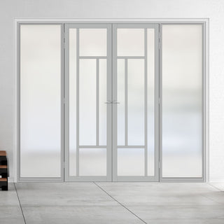 Image: Room Divider - Handmade Eco-Urban® Portobello with Two Sides DD6438F - Frosted Glass - Premium Primed - Colour & Size Options