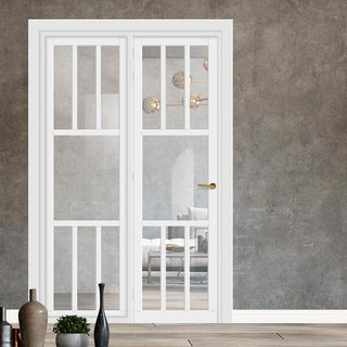 Image: Urban Ultimate® Room Divider Queensland 7 Pane Door DD6424C with Matching Side - Clear Glass - Colour & Height Options