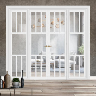 Image: Urban Ultimate® Room Divider Queensland 7 Pane Door Pair DD6424C with Matching Sides - Clear Glass - Colour & Height Options