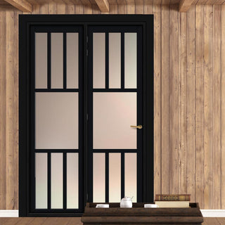 Image: Urban Ultimate® Room Divider Queensland 7 Pane Door DD6424F - Frosted Glass with Matching Side - Colour & Size Options