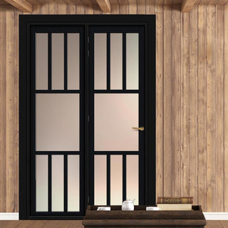 Image: Urban Ultimate® Room Divider Queensland 7 Pane Door DD6424F - Frosted Glass with Full Glass Side - Colour & Size Options