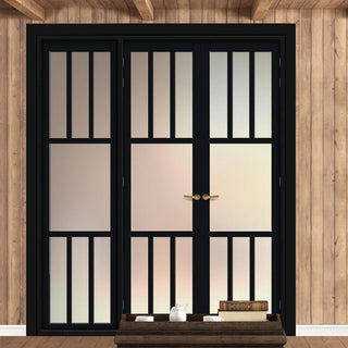 Image: Urban Ultimate® Room Divider Queensland 7 Pane Door Pair DD6424F - Frosted Glass with Full Glass Side - Colour & Size Options