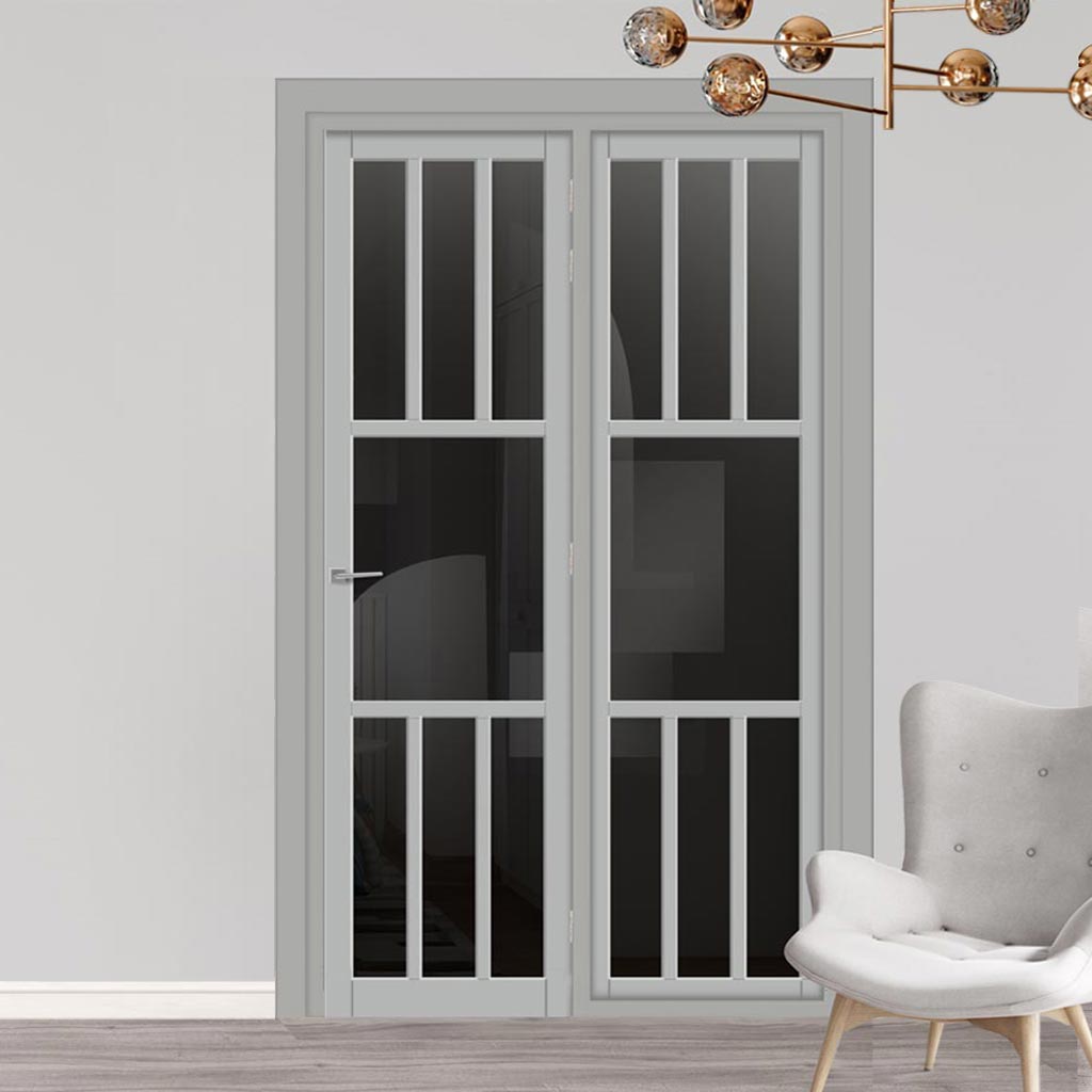 Urban Ultimate® Room Divider Queensland 7 Pane Door DD6424T - Tinted Glass with Full Glass Side - Colour & Size Options