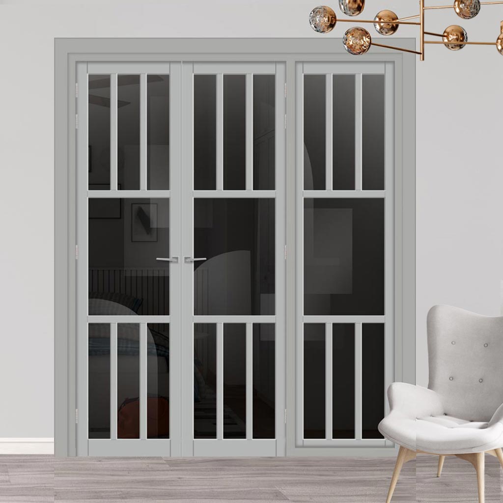 Urban Ultimate® Room Divider Queensland 7 Pane Door Pair DD6424T - Tinted Glass with Matching Side - Colour & Size Options