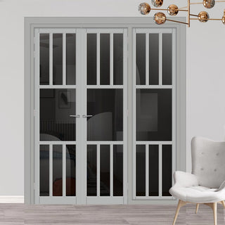 Image: Urban Ultimate® Room Divider Queensland 7 Pane Door Pair DD6424T - Tinted Glass with Matching Side - Colour & Size Options