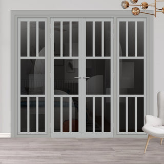 Image: Urban Ultimate® Room Divider Queensland 7 Pane Door Pair DD6424T - Tinted Glass with Full Glass Sides - Colour & Size Options