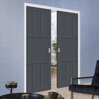 Image: Bespoke Handmade Eco-Urban® Queensland 7 Panel Double Evokit Pocket Door DD6424 - Colour Options