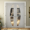 Ravello Light Grey Ash Internal Door Pair - Clear Glass - Prefinished