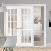 ThruEasi White Room Divider - SA 15L Clear Glass Primed Door Pair with Full Glass Side
