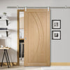 Saturn Tubular Stainless Steel Sliding Track & Salerno Oak Flush Door - Prefinished