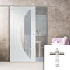 Saturn Tubular Stainless Steel Sliding Track & Salerno Door - Clear Glass - White Primed