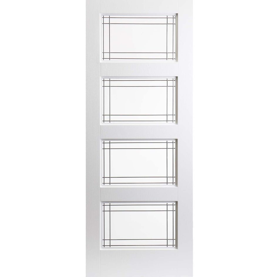 White PVC selkirk lightly grained door ayr style glass