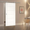 Sirius Tubular Stainless Steel Sliding Track & Seville Flush Door - Primed