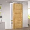 Saturn Tubular Stainless Steel Sliding Track & Seville Oak Panel Door - Prefinished