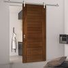 Saturn Tubular Stainless Steel Sliding Track & Seville Walnut Door - Prefinished