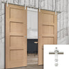 Saturn Tubular Stainless Steel Sliding Track & Shaker Oak 4 Panel Double Door